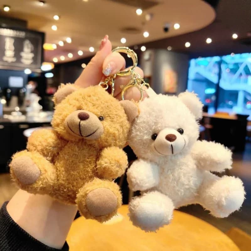 LunaFlex Cute Bear Cartoon Keychain Curly Plush - Image 1