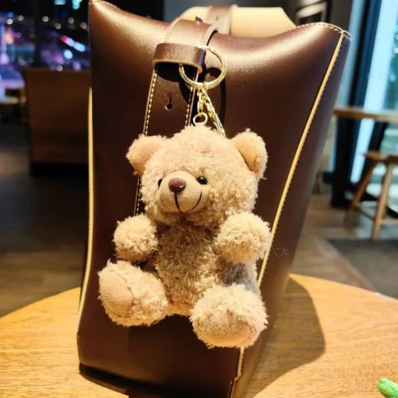 LunaFlex Cute Bear Cartoon Keychain Curly Plush thumbnail 4