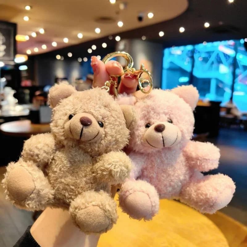 LunaFlex Cute Bear Cartoon Keychain Curly Plush thumbnail 5